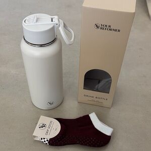 NWT Your Reformer Pilates Grip Socks & NIB Your Reformer Water Bottle set